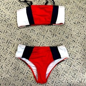 Cupshe Orange, White and Navy Swimsuit